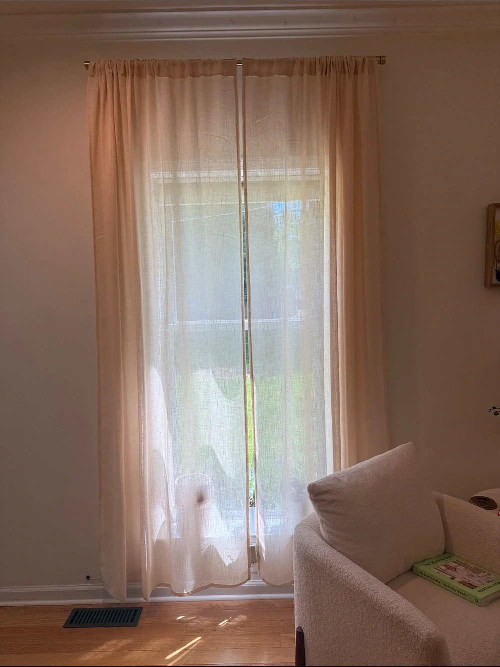Sheer Peach-Beige Window Curtains - Elegant Light-Filtering Drapes